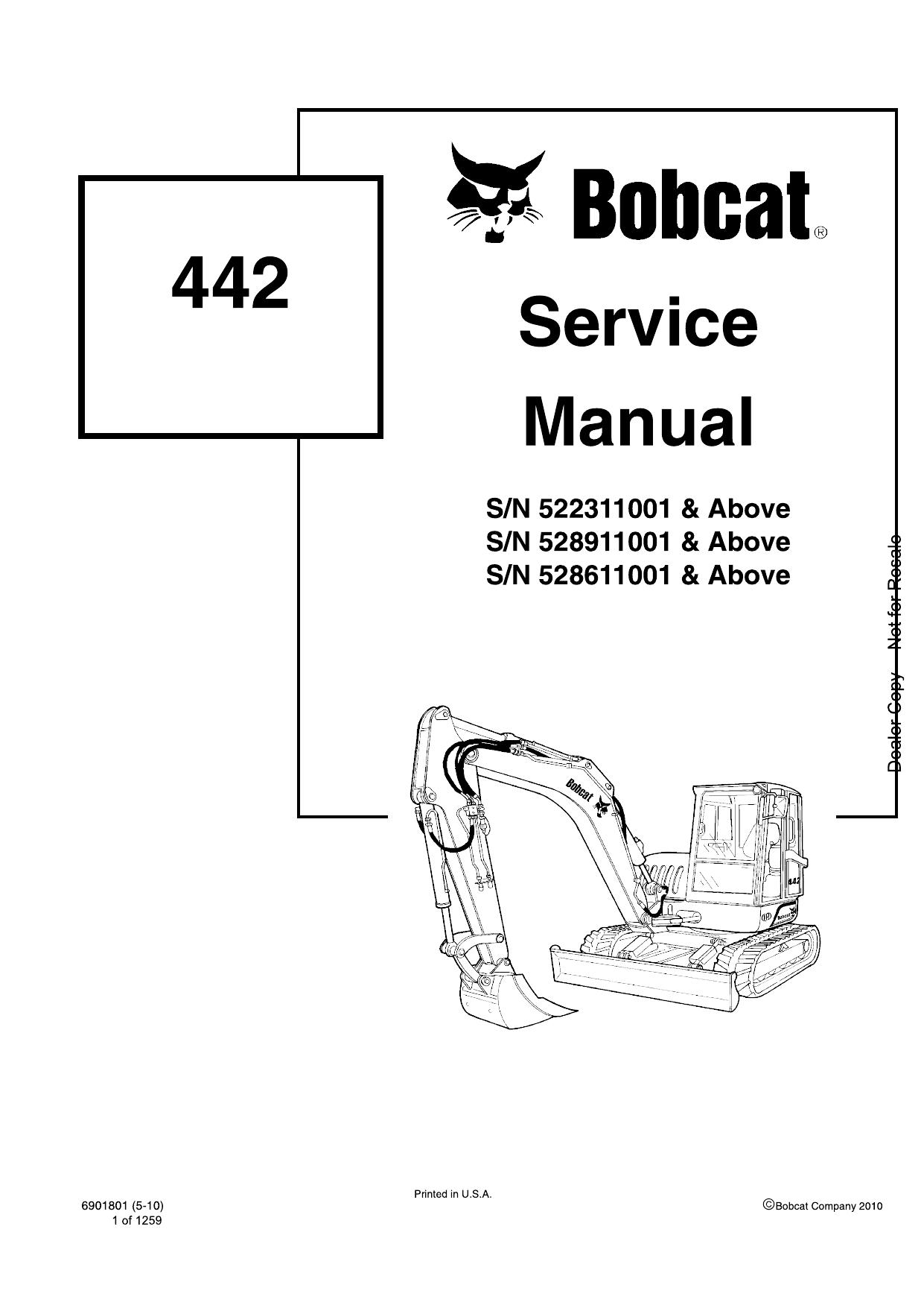 442 Excavator Service Manual Bobcat